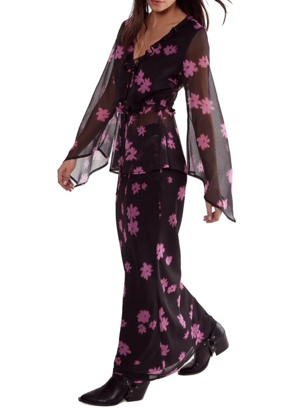 NWT Nasty Gal Ditsy Floral Chiffon Maxi Skirt